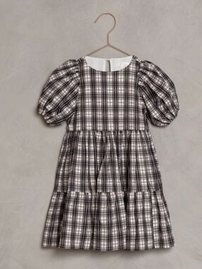 Nwt Noralee Chloe Tartan Puff-Sleeve Kids Dress